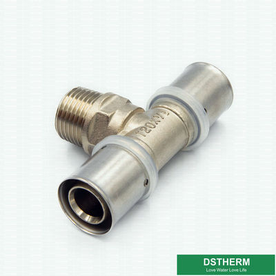 Customized Male Threaded Tee Compression Brass Press Union Fittings For Pex Aluminum Pex Pipe