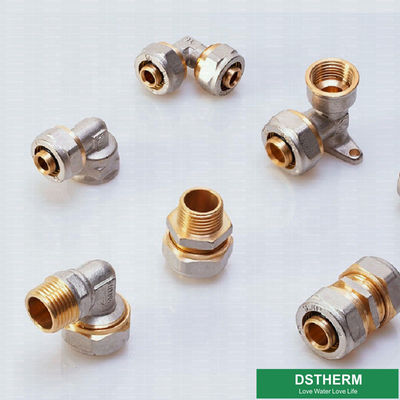 Customized Equal Threaded Elbow Compression Brass Fittings Screw Fittings For Pex Aluminum Pex Pipe