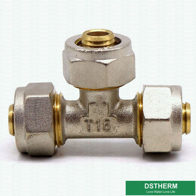 Customized Equal Threaded Tee Compression Brass Fittings Screw Fittings For Pex Aluminum Pex Pipe