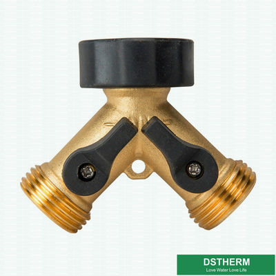 Customized Brass Garden Fittings Two Ways Garden Type Y Brass Water Pipe Hose Connector