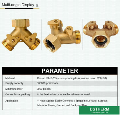 Customized Heavier Type Strong Quality Brass Male And Female Water Hose Connector Two Ways Fittings