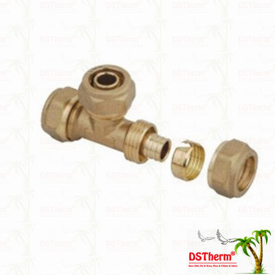 Equal Threaded Tee Pex Brass Fittings Brass Color Customized Logo Screw Fittings Middle Weight